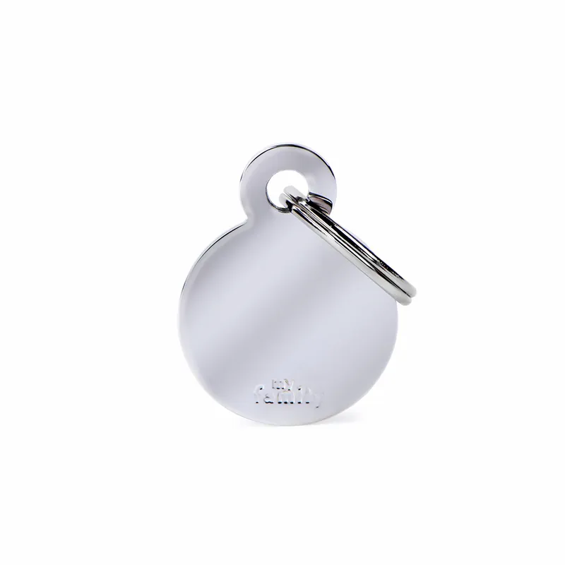 Solange Der Vorrat Reicht MY FAMILY Classic Small Round Chromed Brass Tag Hundemarke